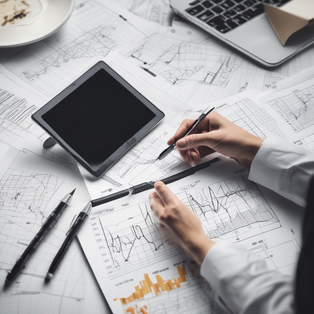 Business analysis with charts and digital tablet